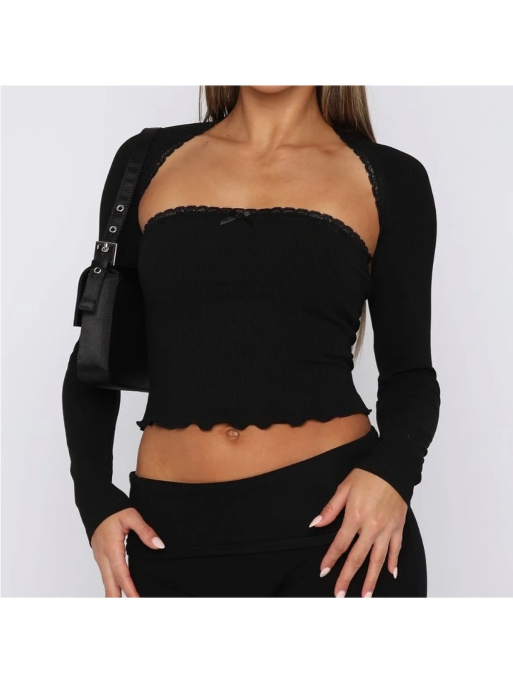 White Fox Boutique Impressive Style Black Bolero Set
